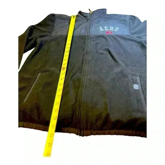 Aeropostale Jacket Adult Medium Black Full Zip Fleece Logo Casual Mens - Picture 6 of 8